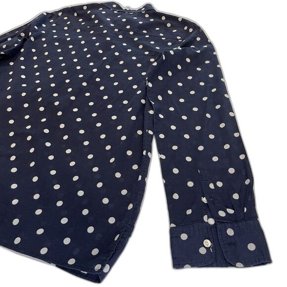 TALBOTS Women’s Polka Dot Navy Blouse Size M - Picture 4 of 12